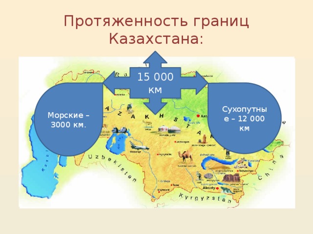 Протяженность казахстана с россией. Протяженность границы с Казахстаном. Сухопутная граница с Казахстаном. С какими государствами граничит Казахстан карта. Протяженность границ Казахстана с другими странами.