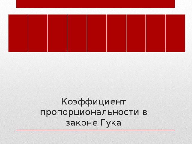 Коэффициент пропорциональности в  законе Гука 