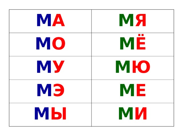 М А М Я М О М Ё М У М Ю М Э М Е М Ы М И 