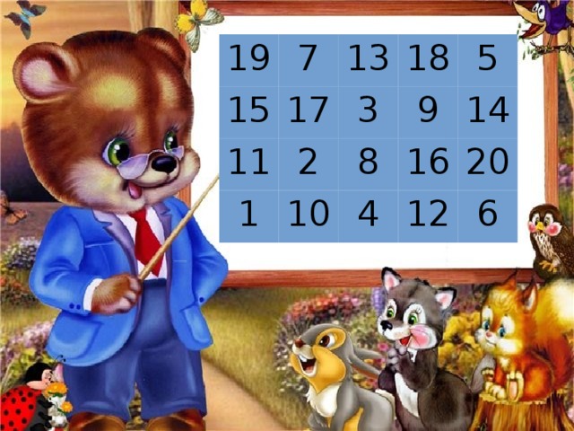 19 7 15 13 17 11 1 18 3 2 5 9 8 10 4 14 16 20 12 6 