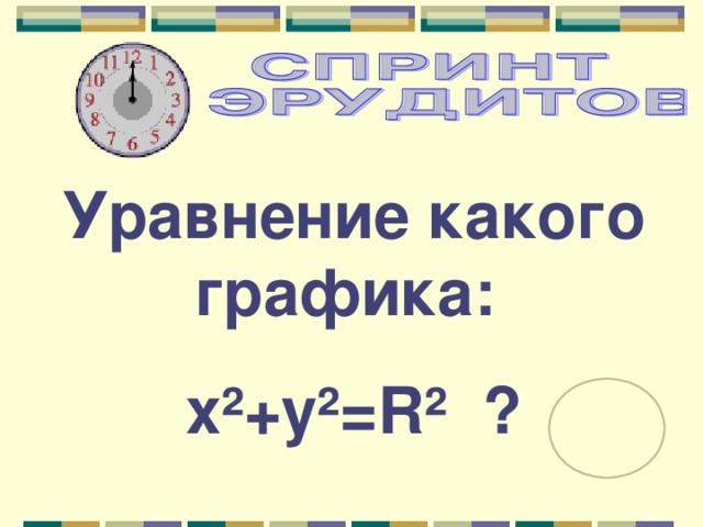 Уравнение какого графика: х²+у²=R² ? 