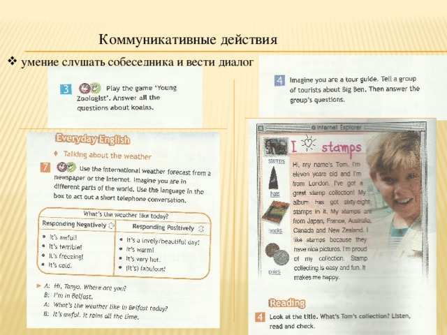 Коммуникативные действия  умение слушать собеседника и вести диалог 