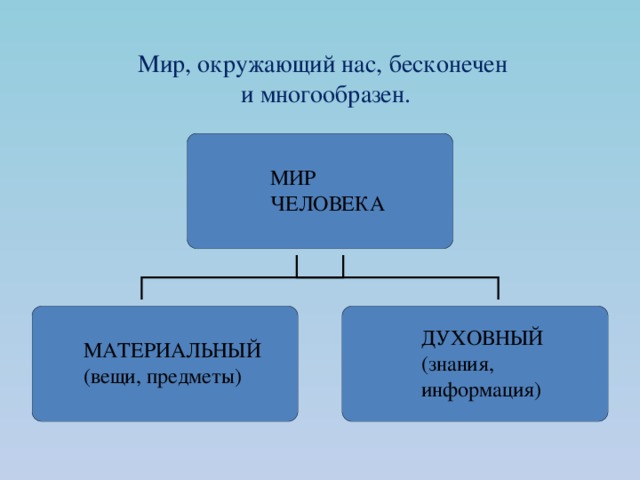 Мир, окружающий нас, бесконечен  и многообразен.   