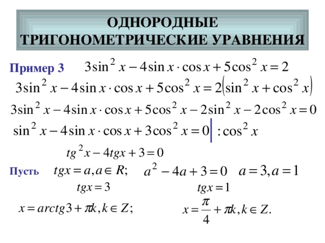 Однородные уравнения 10 класс презентация