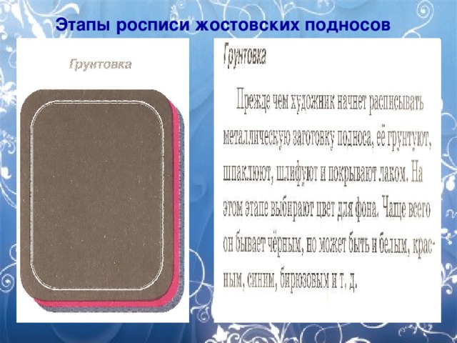 Этапы росписи жостовских подносов 