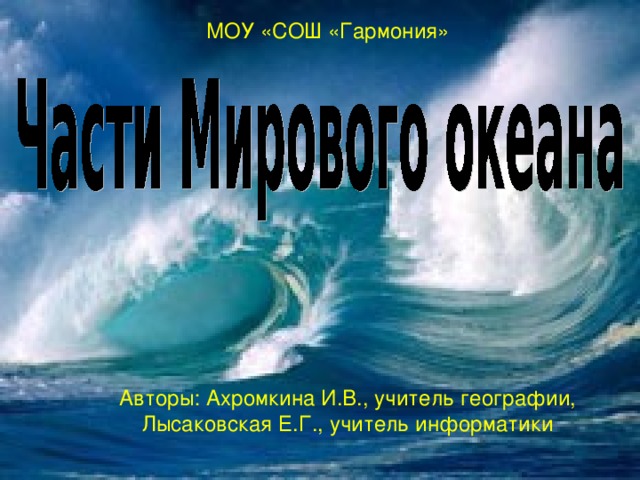 МОУ «СОШ «Гармония» Авторы: Ахромкина И.В., учитель географии, Лысаковская Е.Г., учитель информатики 