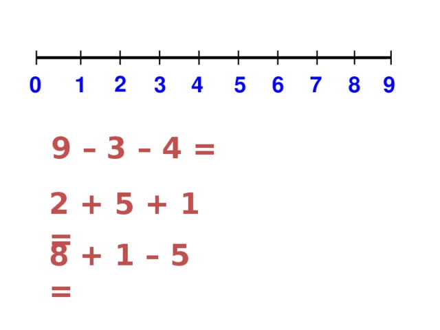 2 3 9 7 5 4 1 0 8 6 9 – 3 – 4 = 2 + 5 + 1 = 8 + 1 – 5 = 11 