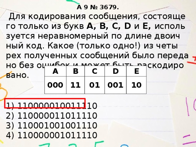 Определите какое сообщение закодировано в строчке