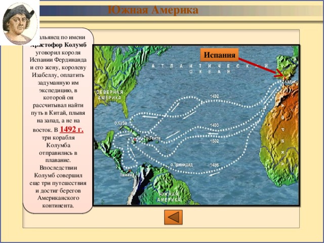 Колумб не знал того что путь по морю гораздо длиннее чем по суше схема