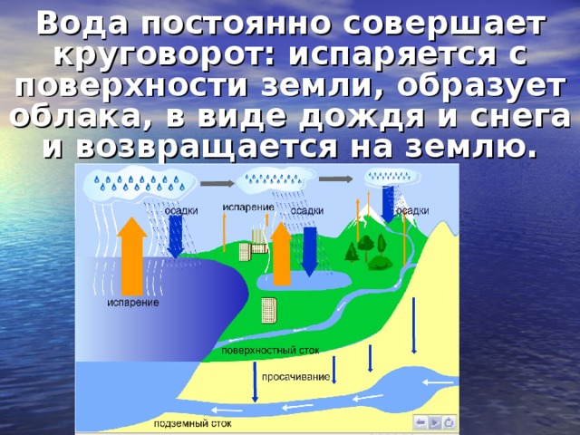 Какими буквами на схеме круговорота воды отмечены ответы