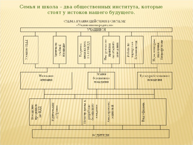Семья и школа – два общественных института, которые стоят у истоков нашего будущего.   