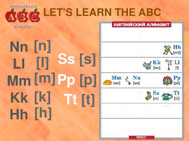 Let’s learn the ABC [n] Nn Ll Mm Kk Hh Ss [s] [l] [m] Pp [p] [k] Tt [t] [h] 
