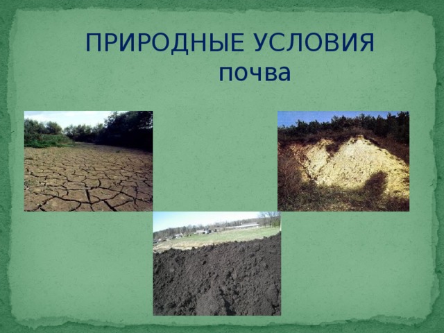  ПРИРОДНЫЕ УСЛОВИЯ  почва 