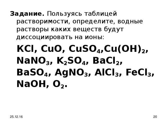 Вещество которое водном растворе диссоциирует на ионы