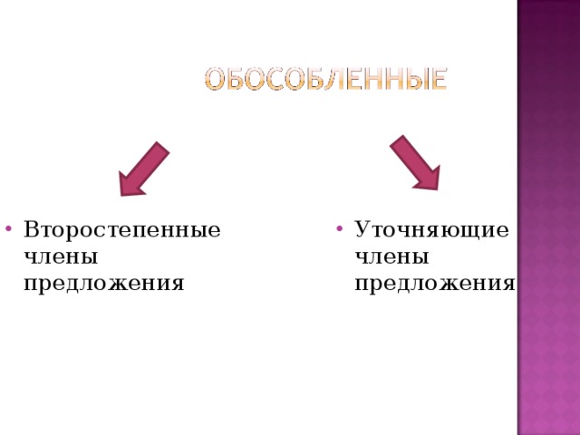 Второстепенные члены предложения Уточняющие члены предложения 