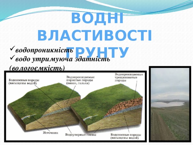 Водні властивості грунту водопроникність водо утримуюча здатність (вологоємкість) 