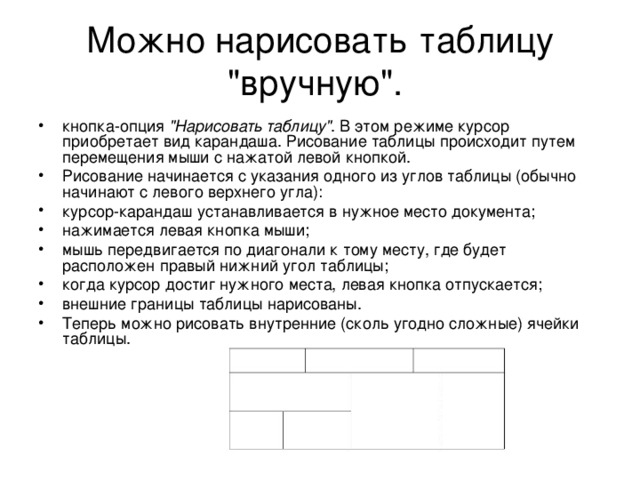 Рисовать таблицы онлайн