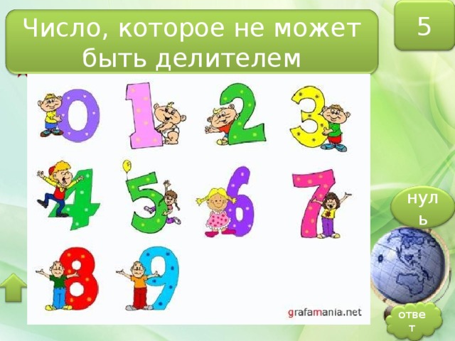 5 Число, которое не может быть делителем нуль ответ 