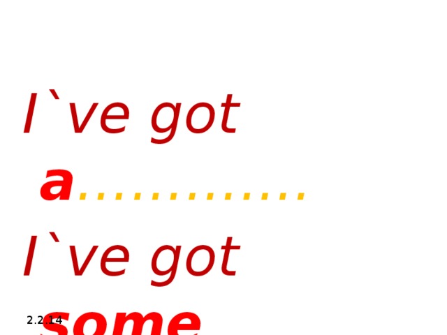 I`ve got a …………. I`ve got some ……   2.2.14  