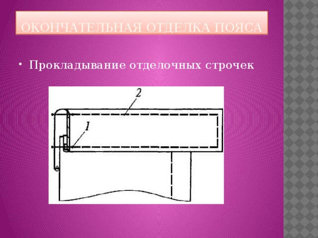 Окончательная отделка пояса Прокладывание отделочных строчек 