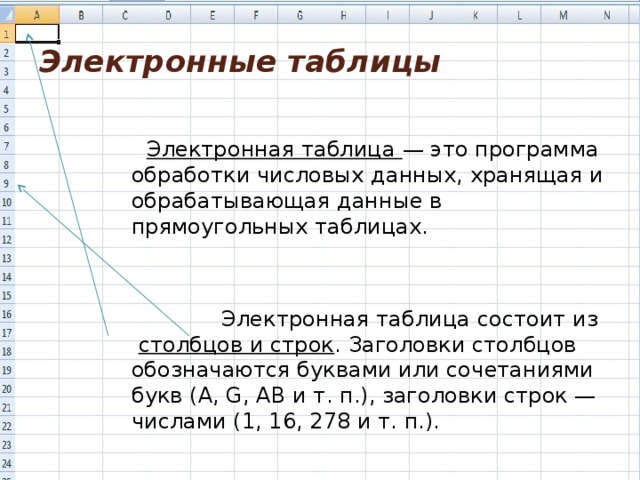 Таблица состоит из строк