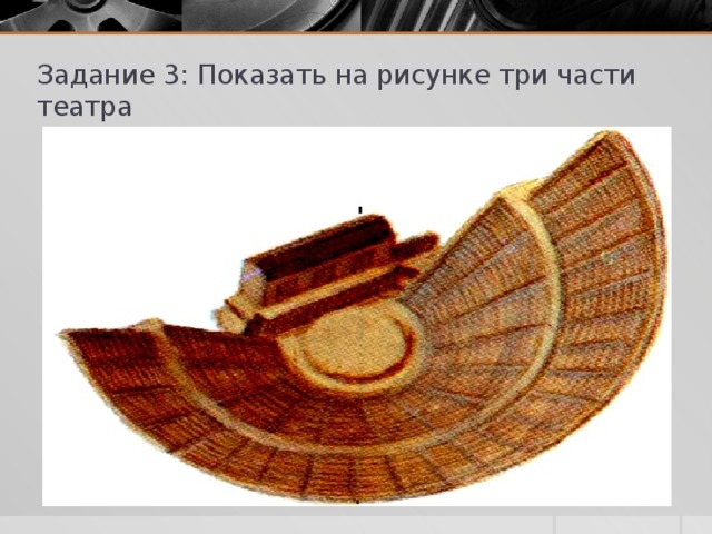 СЛОВАРИК: ОРХЕСТРА – площадка, на которой выступали актеры и хор 