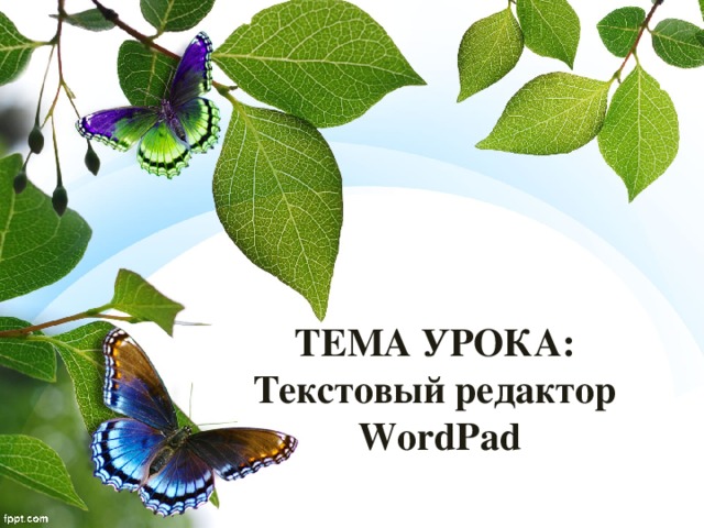 ТЕМА УРОКА:  Текстовый редактор  WordPad 