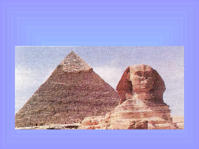 Фантастические существа с телом льва и головой человека или барана. 