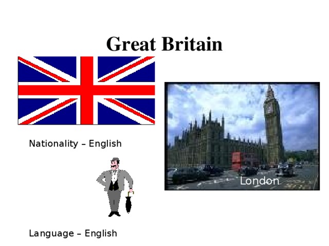 Great Britain Nationality – English London Language – English  