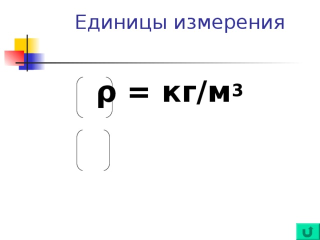  Единицы измерения  ρ = кг/м 3 ρ = г/см 3 