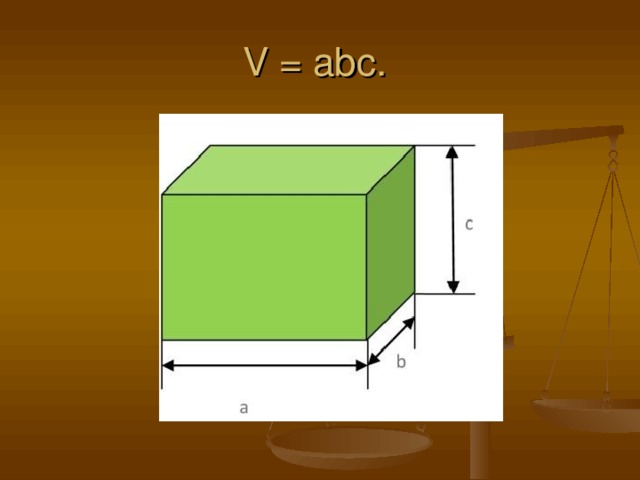 V = abc. 