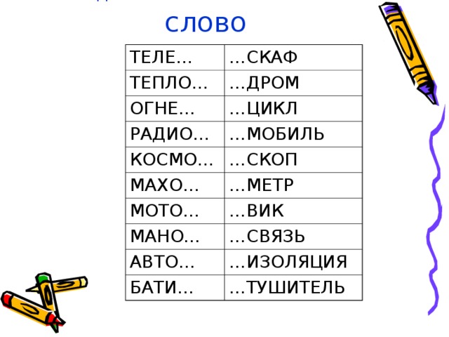 Какое слово теле. Слова с частями теле Скоп авто микро Граф метр термо. Слово из тел. Слова на теле. 