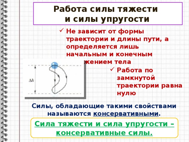 Работа силы упругости