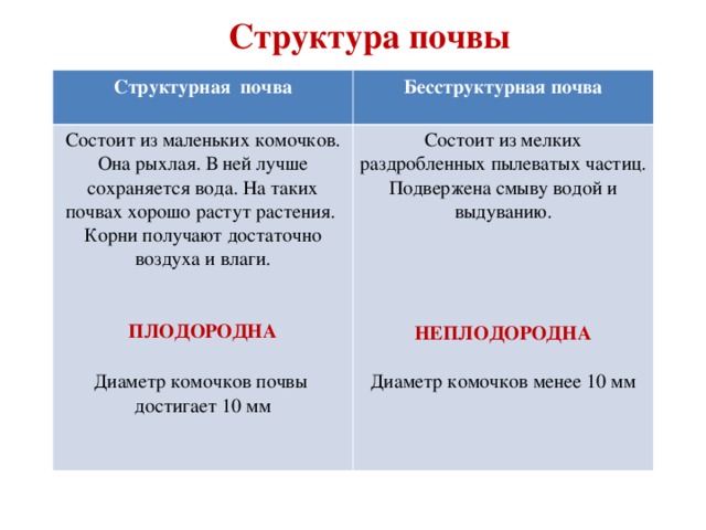 Структурные и бесструктурные почвы