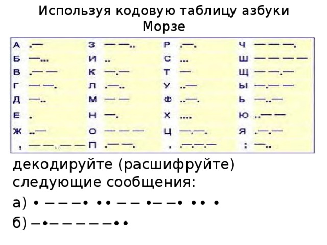 Расшифровка морзе. Таблица расшифровки азбуки Морзе. Кодирование Азбука Морзе задания. Азбука Морзе для детей задания. Азбука Морзе задания с ответами.