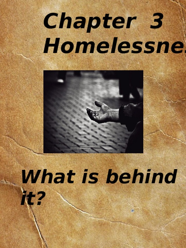 Chapter 3 Homelessness What is behind it?   