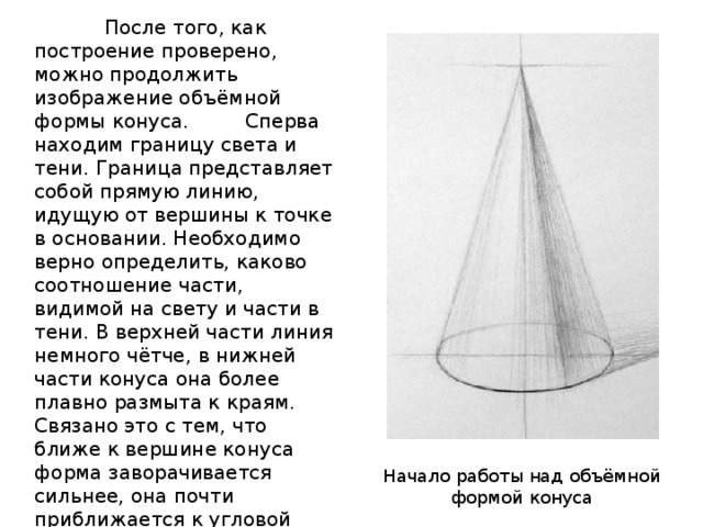 Как рисовать конус