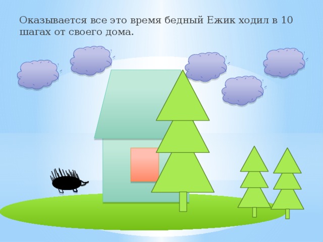 Оказывается все это время бедный Ежик ходил в 10 шагах от своего дома. 