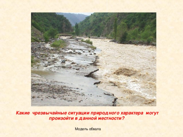 Какие чрезвычайные ситуации природного характера могут произойти в данной местности? Модель обвала 