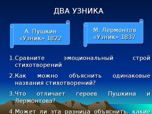 Сравнение стихотворений лермонтова. Сравнение стиха узник Пушкина и Лермонтова. Узник Пушкина и Лермонтова. Узник Пушкин Лермонтов. Сравнить узник Пушкина и Лермонтова.