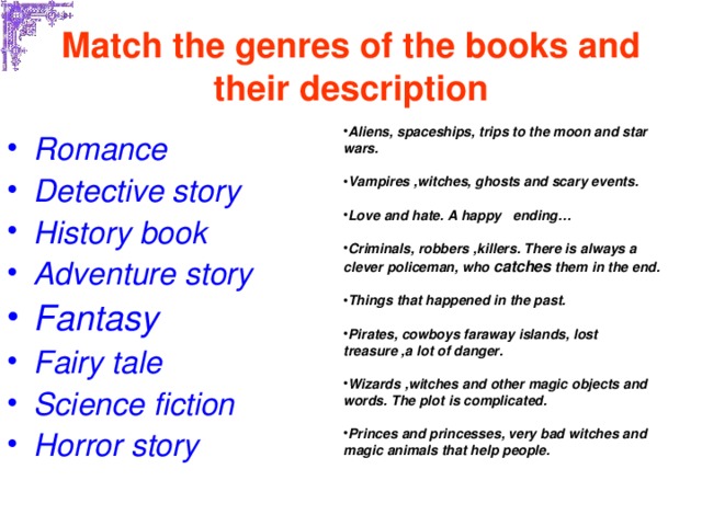 Kinds of messages. Жанры книг на английском языке. Literary Genres Worksheets. Types of Fiction books презентация. Types of books задания.