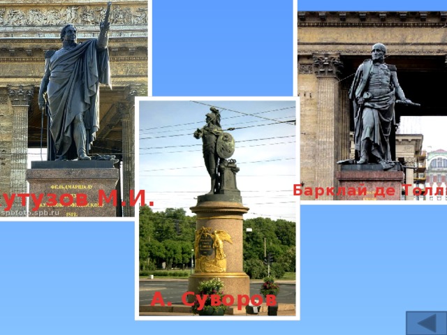 Барклай де Толли Кутузов М.И. А. Суворов 