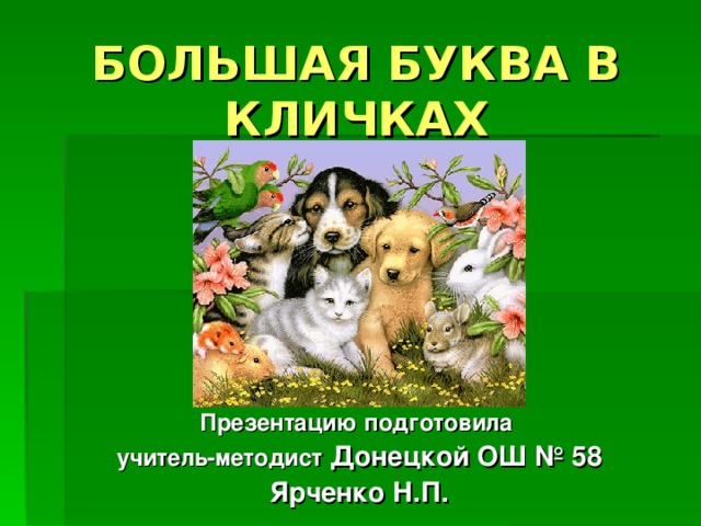 заглавная буква в кличках животных 2 класс