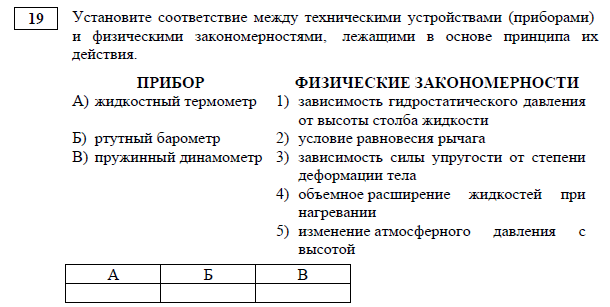 Установите соответствие между физическими силами