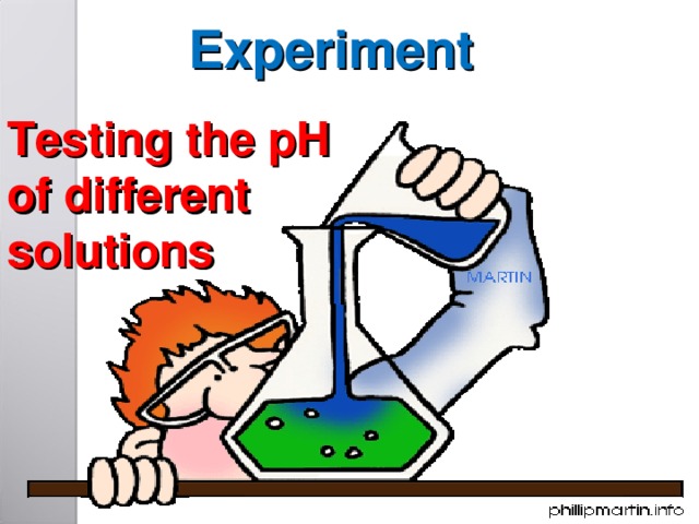 Experiment  Testing the pH of different solutions 