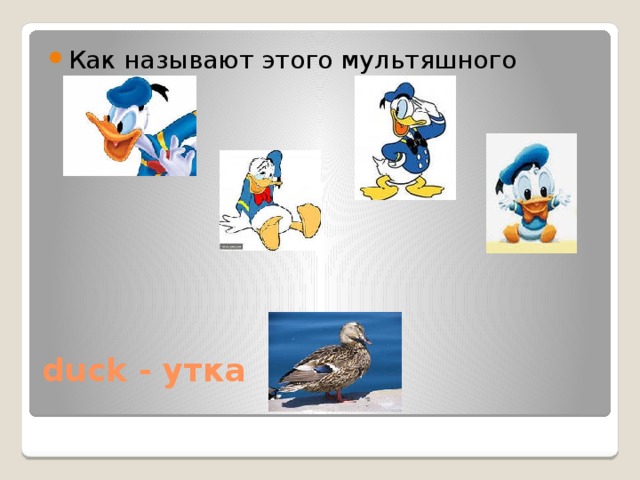 Как называют этого мультяшного героя? duck - утка 