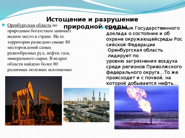 Охрана природный газ. Экологические проблемы Оренбурга.