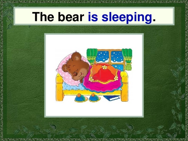 The bear is sleeping . the bear 