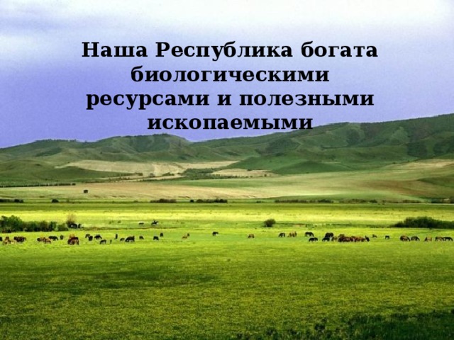 Наша Республика богата биологическими ресурсами и полезными ископаемыми 