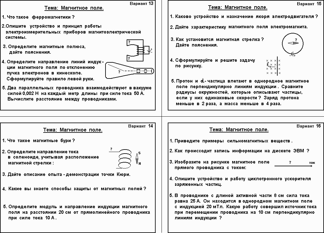 На рисунках показано как установились магнитные